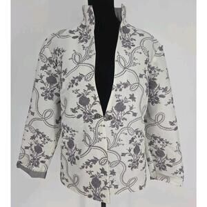 Grace‎ Chuang Embroidered White Silver Silk Jacket